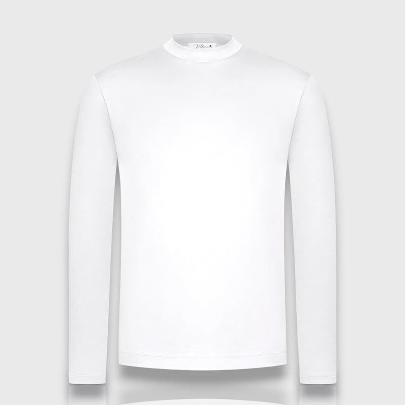 T-SHIRT MANCHES LONGUES EN COTON MERCERISÉ BLANC