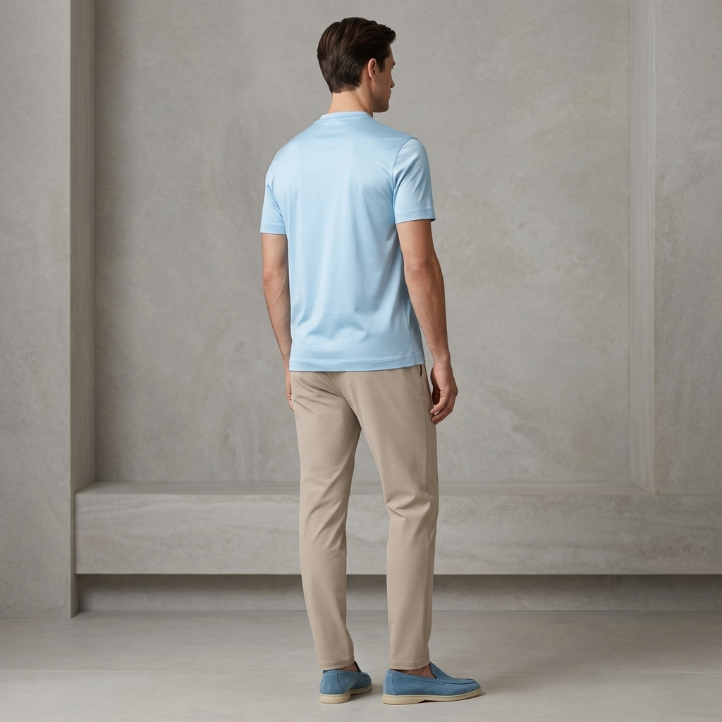 T-SHIRT MERCERIZED BLEU CLAIR