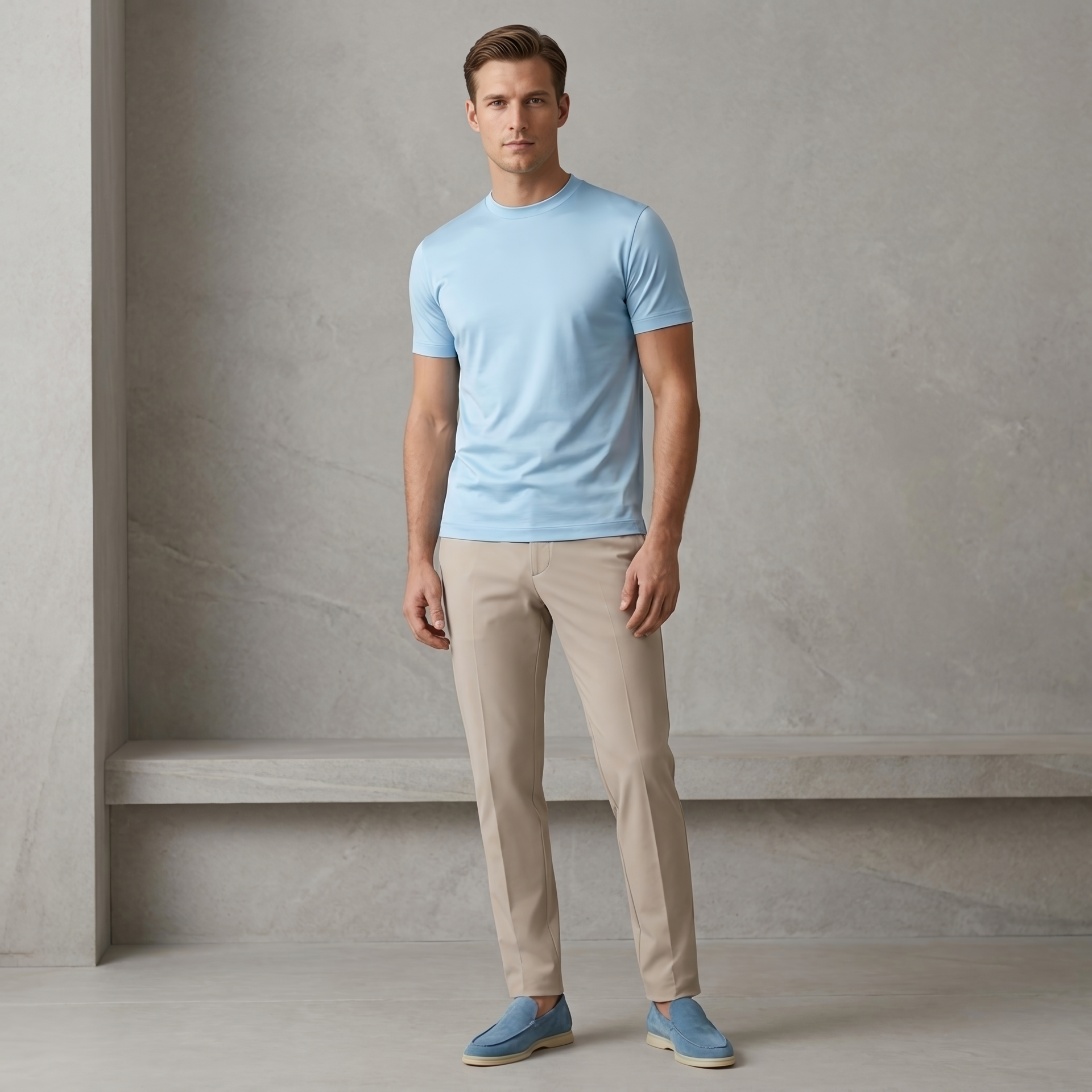 T-SHIRT MERCERIZED BLEU CLAIR