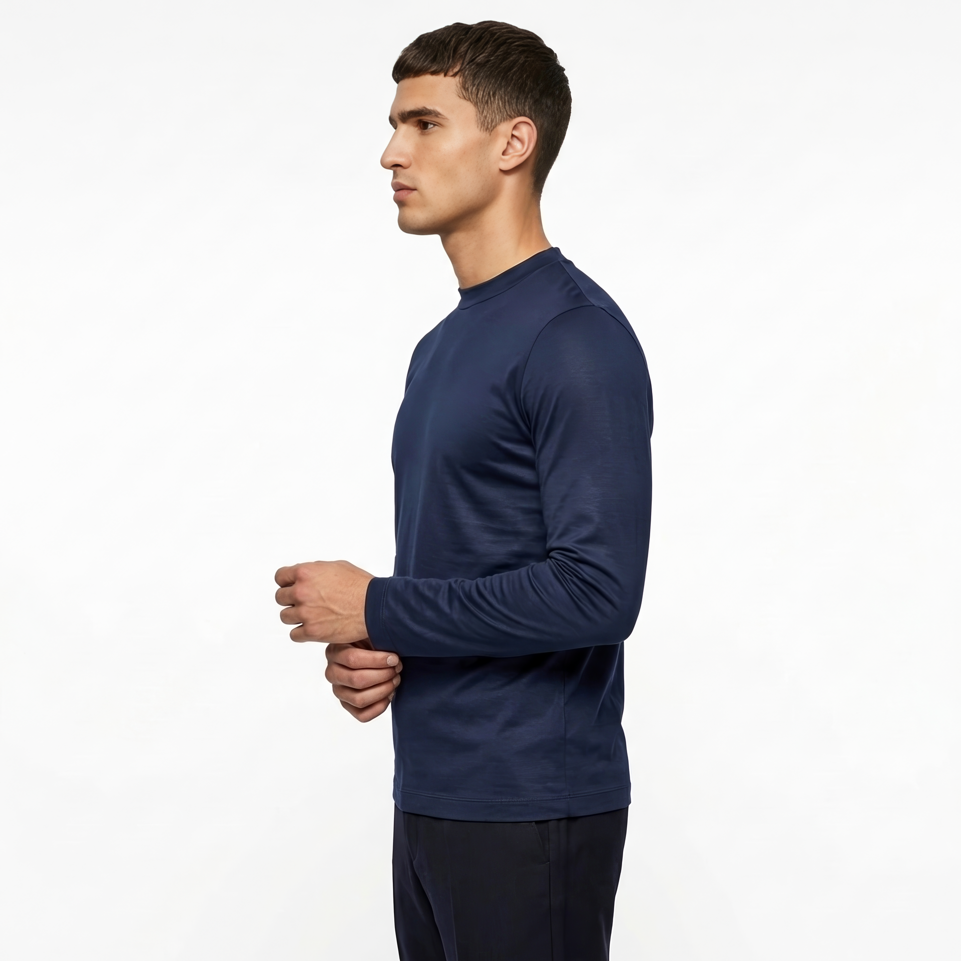 LONGSLEEVE MERCERIZED MARINE